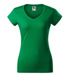 t-shirt damski v-neck slim fit, nadruk bezpośredni – zielony trawiasty (16)